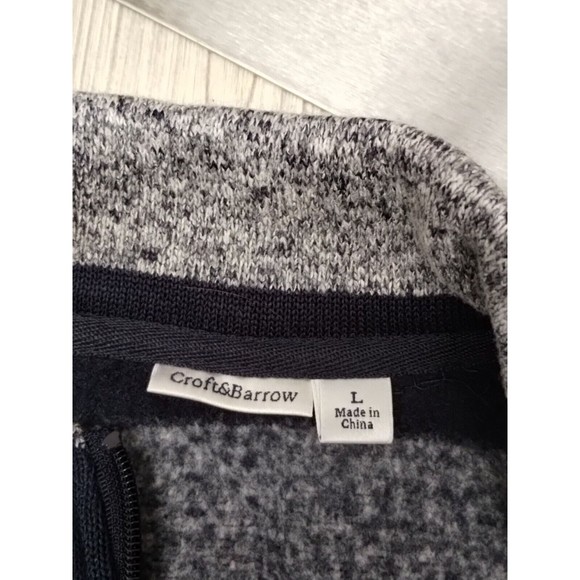 Croft & Barrow Women's Large Full Zip Long Sleeve Sweater Gray And Blue Stripes - Picture 3 of 4